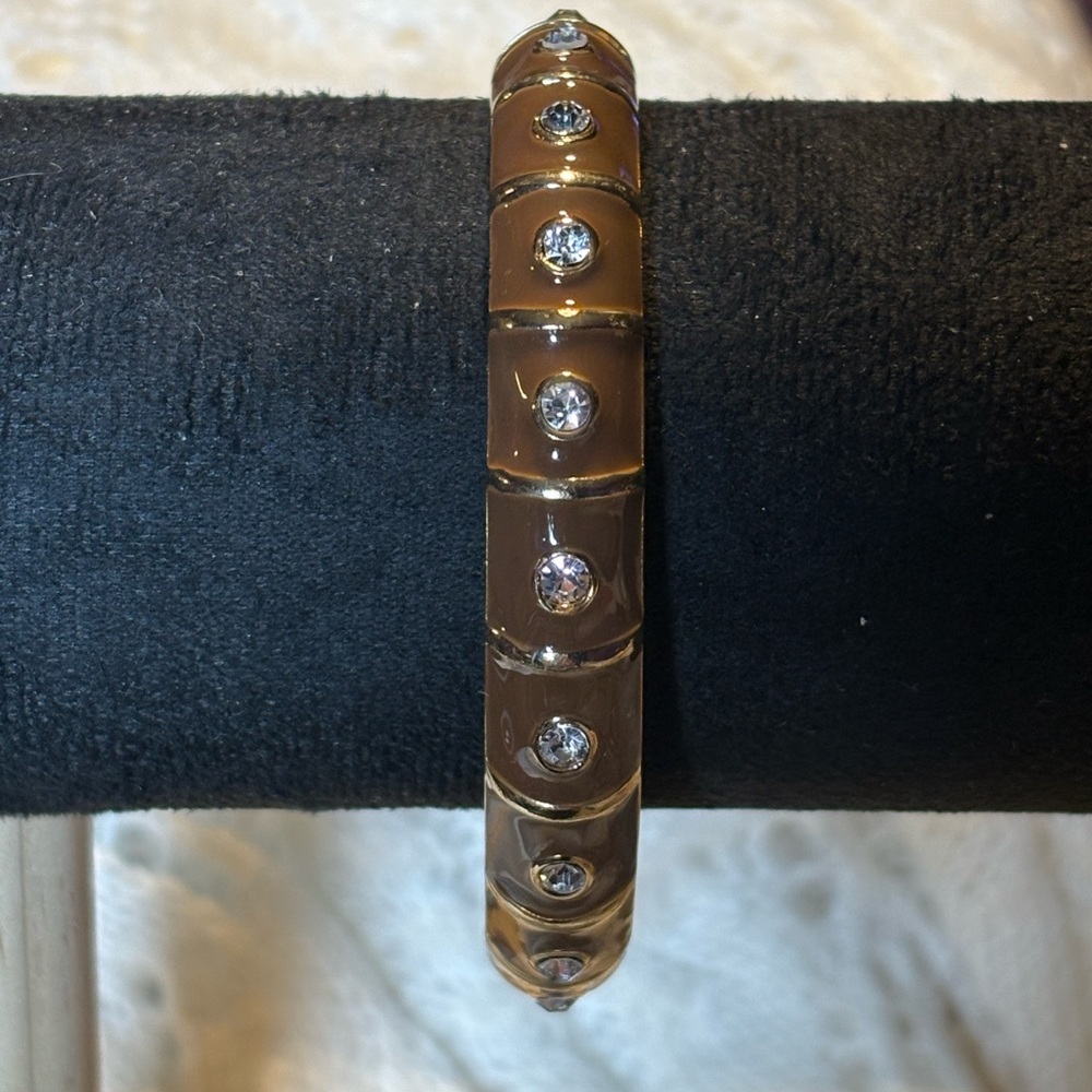 Brown and Gold Bangle with Crystal Accents